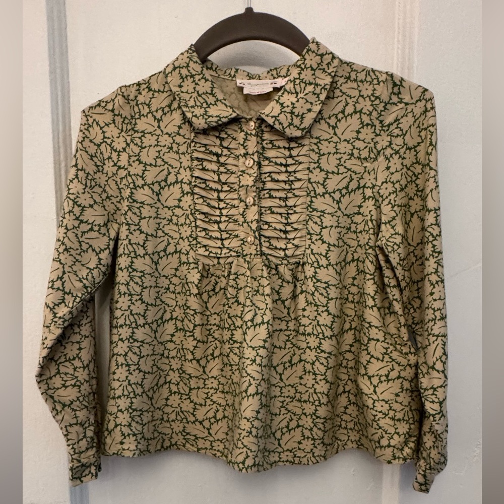 Bonpoint Green and Tan Blouse
